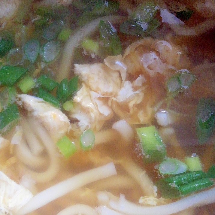 ネギたっぷり★卵の白だしうどん